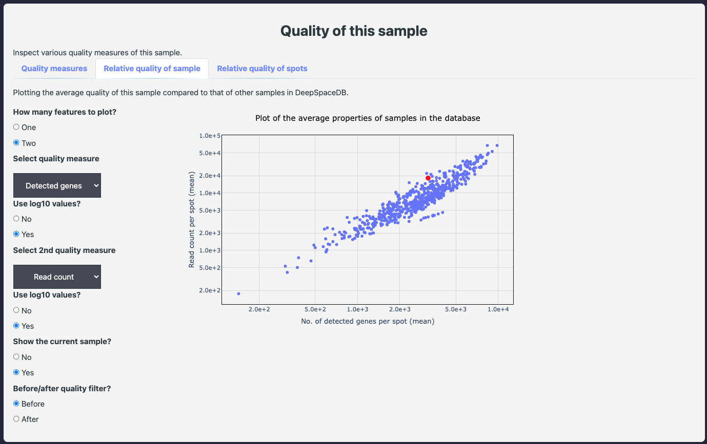 Quality section screenshot